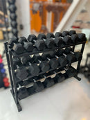 Kit de Halteres Sextavado Injetados com Pegada Cromada (12,5kg à 30kg 8 pares) com suporte